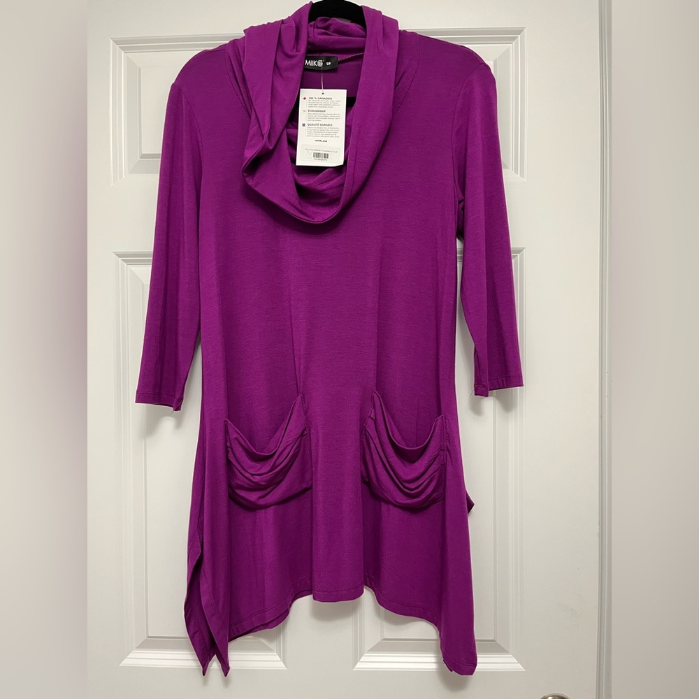 NWT Miik Jenna Cowl neck/ hoodie tunic, Jazzberry, small
